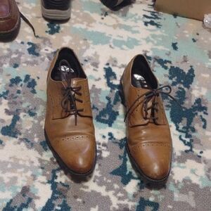 SOLD VTG men's STACY ADAMS PRESCOTT Brown Cap Toe Oxford leather Shoes 10.5